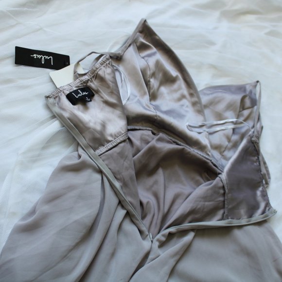 Nwt Lulus gray chiffon dress - Picture 5 of 6